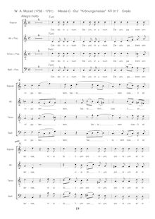 Partition voix solo (ST), chœur (SATB), Mass, Krönungsmesse ; Coronation Mass ; Mass No.15 ; Missa par Wolfgang Amadeus Mozart