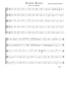 Partition  19,  Gagliarda - partition complète (Tr Tr T T B), Banchetto Musicale