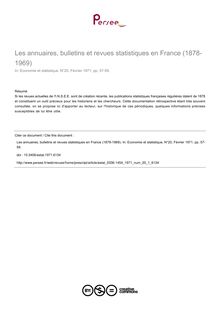 Les annuaires, bulletins et revues statistiques en France (1878-1969) - article ; n°1 ; vol.20, pg 57-59