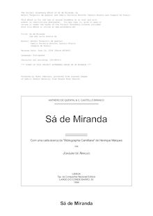 Sá de Miranda - Com uma carta ácerca da