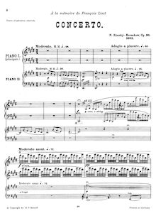 Partition complète, Piano Concerto, Концерт для фортепиано с оркестром
