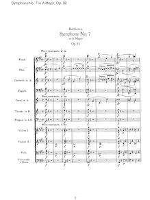Partition , Poco sostenuto. Vivace, Symphony No.7, A major, Beethoven, Ludwig van