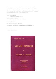 Violin Making -  The Strad  Library, No. IX.