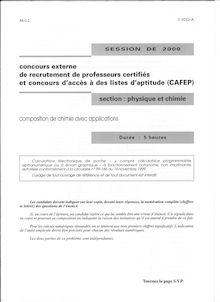 Composition de chimie avec applications 2000 CAPES de physique-chimie CAPES (Externe)