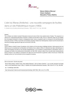 L abri du Maras (Ardèche) : une nouvelle campagne de fouilles dans un site Paléolithique moyen (1993) - article ; n°6 ; vol.91, pg 363-368