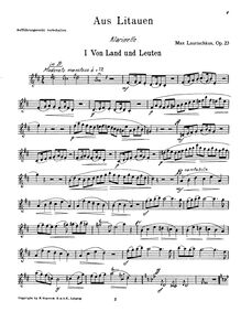 Partition clarinette , partie, Aus Litauen, Op.23, Suite für Blasinstrumente