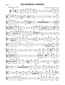 Partition Alto 1 enregistrement  (chœur 1), Ein Kindelein so löbelich
