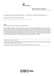 L engrenage de la désillusion : l alliance franco-polonaise au moment de l heure de vérité - article ; n°2 ; vol.75, pg 257-269