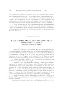 5e Conférence annuelle sur le droit de la responsabilité civile (Vienne, 20-22 avril 2006) - autre ; n°4 ; vol.57, pg 1060-1061