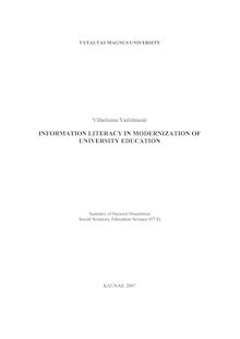 Information literacy in modernization of university education ; Informacinis raštingumas modernizuojant universitetines studijas
