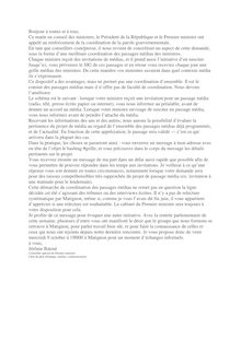 Note aux ministres envoyée par Jérôme Batout au sujet de la coordination des passages médias