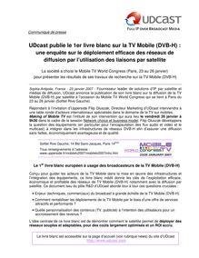 UDcast publie le 1er livre blanc sur la TV Mobile (DVB-H) :