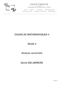 COURS DE MATHEMATIQUES 4 DEUG 2 Analyse vectorielle Sylvie DELABRIERE