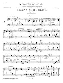 Partition complète, 6 Moments musicaux, Moments Musicaux, Moment Musical par Franz Schubert