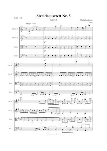 Partition Satz 2 (Adagio), Streichquartett Nr.5, G major, Junck, Christian