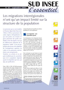 Les migrations interrégionales n ont qu un impact limité sur la structure de la population