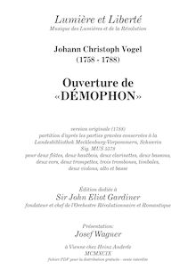 Partition complète, Démophon, Vogel, Johann Christoph