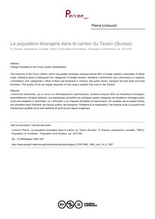 La population étrangère dans le canton du Tessin (Suisse) - article ; n°2 ; vol.10, pg 227-236
