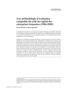 Une méthodologie d évaluation comptable du coût du capital des entreprises françaises (1984-2002)