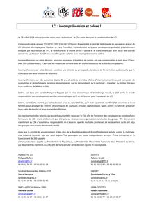 Décision CSA - Communiqué de l intersyndicale du groupe TF1