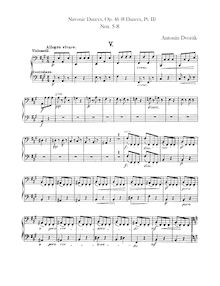 Partition violoncelles / Basses, Slavonic Dances, Slovanské tance par Antonín Dvořák