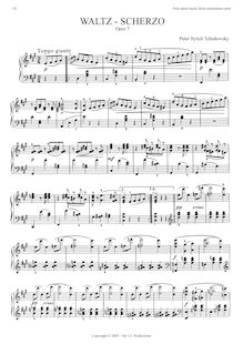 Partition complète, Valse-scherzo, Вальс-скерцо, A major, Tchaikovsky, Pyotr par Pyotr Tchaikovsky