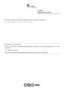 Grands traits morphologiques de File de Chypre  - article ; n°392 ; vol.72, pg 385-409