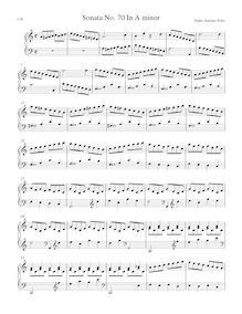 Partition Sonata R.70 en A minor, clavier sonates R.61-70, Soler, Antonio