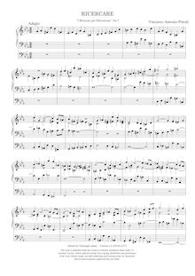 Partition complète, 3 Ricercari per l Elevazione, VariousA minorF majorC minor par Vincenzo Petrali