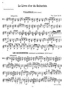 Partition No.1-2,  de pièces extraits d oevres des grandes maîtres et appliqués à la guitarre