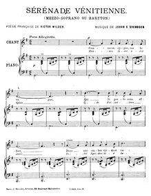 Partition , Sérénade vénitienne / Venetiansk serenade, 4 Melodies, chansons, Op.24