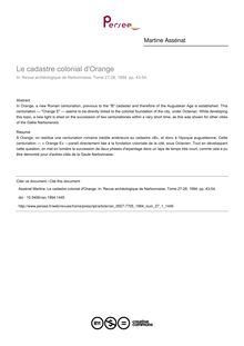 Le cadastre colonial d Orange - article ; n°1 ; vol.27, pg 43-54
