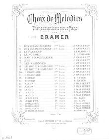 Partition  No.2, Choix de mélodies sur  Esclarmonde , Cramer, Henri (fl. 1890)