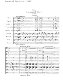 Partition complète, Serenade, Serenade No.9 ; Posthorn Serenade par Wolfgang Amadeus Mozart