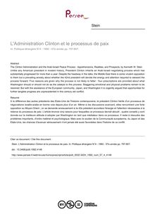 L Administration Clinton et le processus de paix - article ; n°4 ; vol.57, pg 797-807