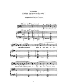 Partition complète (E Major: haut voix et piano), Rondel de la belle au bois