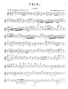Partition de violon, Piano Trio, Op.36, A Minor, Malling, Otto