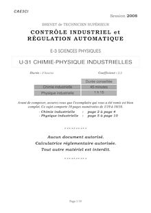 Physique Chimie 2008 BTS Contrôle industriel et régulation automatique