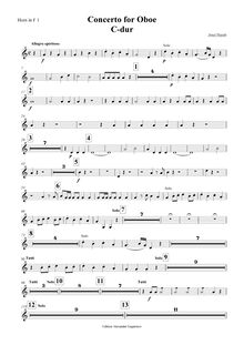 Partition cor 1 (F), hautbois Concerto, C major, Haydn, Joseph