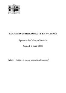 Culture générale 2005 IEP Aix - Sciences Po Aix