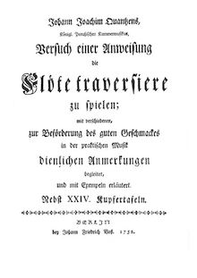Partition Vorrede, Versuch einer Anweisung die Flöte traversiere zu spielen (1752)