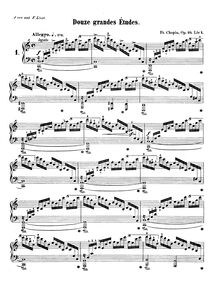 Partition No.1 en C major, Etudes Op.10, Chopin, Frédéric