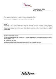 Communication et pratiques managériales - article ; n°1 ; vol.106, pg 33-42