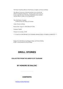 Droll Stories — Complete - Collected from the Abbeys of Touraine