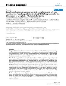 Social mobilisation, drug coverage and compliance and adverse reactions in a Mass Drug Administration (MDA) Programme for the Elimination of Lymphatic Filariasis in Sri Lanka
