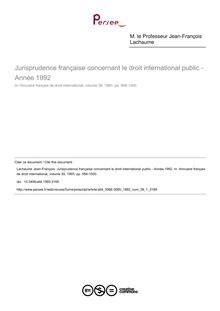 Jurisprudence française concernant le droit international public - Année 1992 - article ; n°1 ; vol.39, pg 956-1000