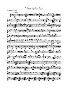 Partition clarinette 1, 2 (en B♭), La clemenza di Tito, The Clemency of Titus