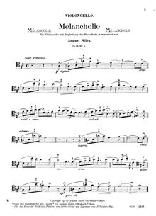 Partition de violoncelle, 5 pièces pour violoncelle et Piano, Op.15 par August Nölck