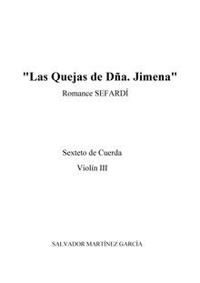 Partition violon 3, Las Quejas de Doña Jimena, Sexteto de Cuerda sobre un Romance Sefardí