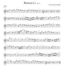 Partition ténor viole de gambe (octave aigu clef), fantaisies pour 2 violes de gambe
